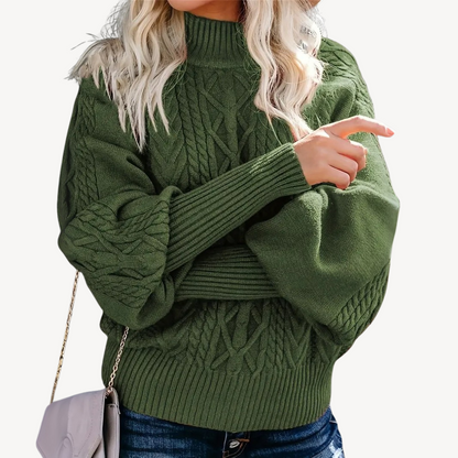 Cable Knit Turtleneck Sweater for Women