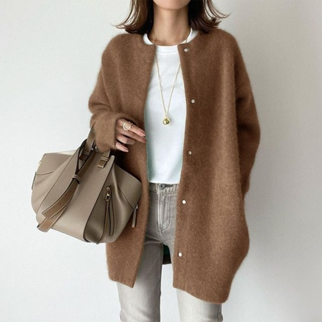 Warm Women's Thick Cable Knit Cardigan with Buttons
