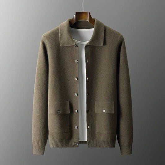 Classic Men's Button Front Cardigan Sweater - VogeLuxe