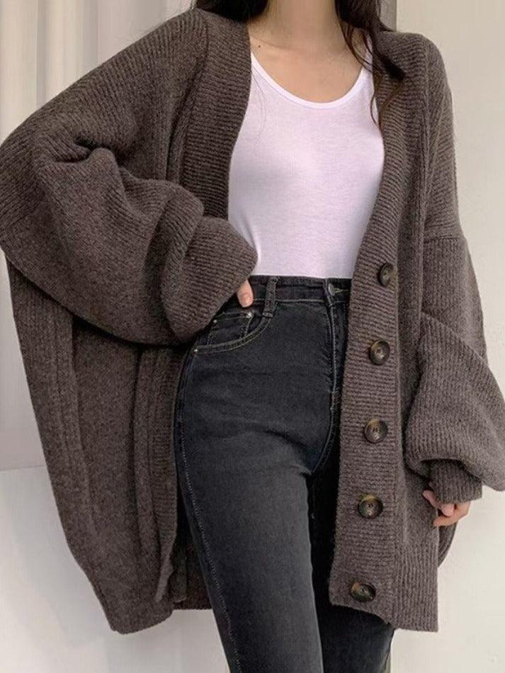 Women's Cozy Large Button Cardigan Sweater