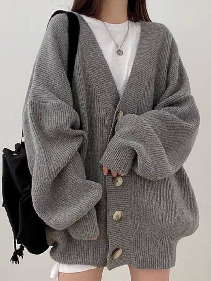 Women's Cozy Large Button Cardigan Sweater