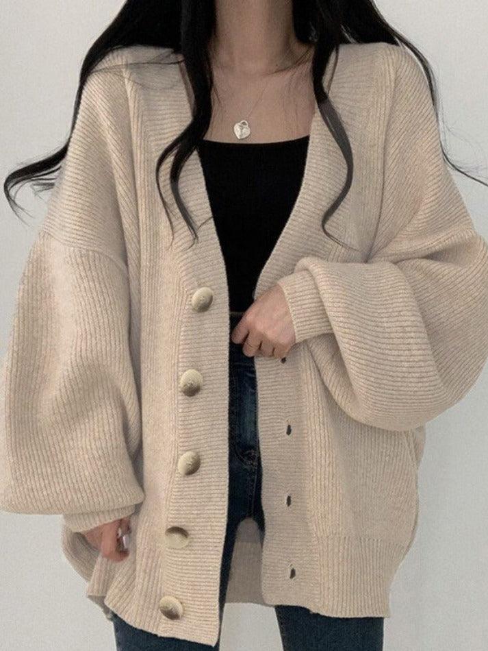 Women's Cozy Large Button Cardigan Sweater - VogeLuxe