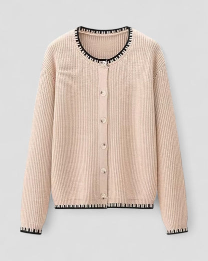 Cashmere Round Neck Single Breasted Knitted Cardigan for Women