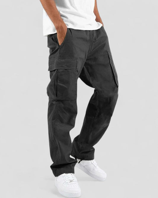 Casual Cotton Cargo Trousers for Men with Multiple Pockets