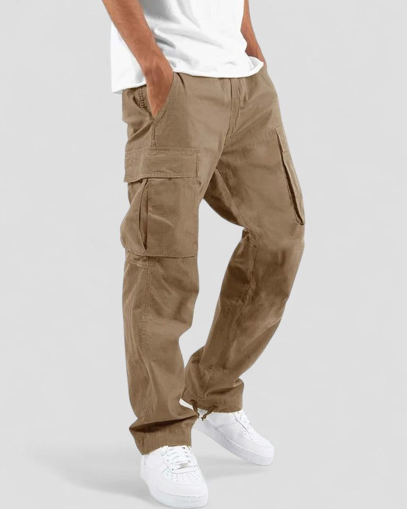 Casual Cotton Cargo Trousers for Men with Multiple Pockets