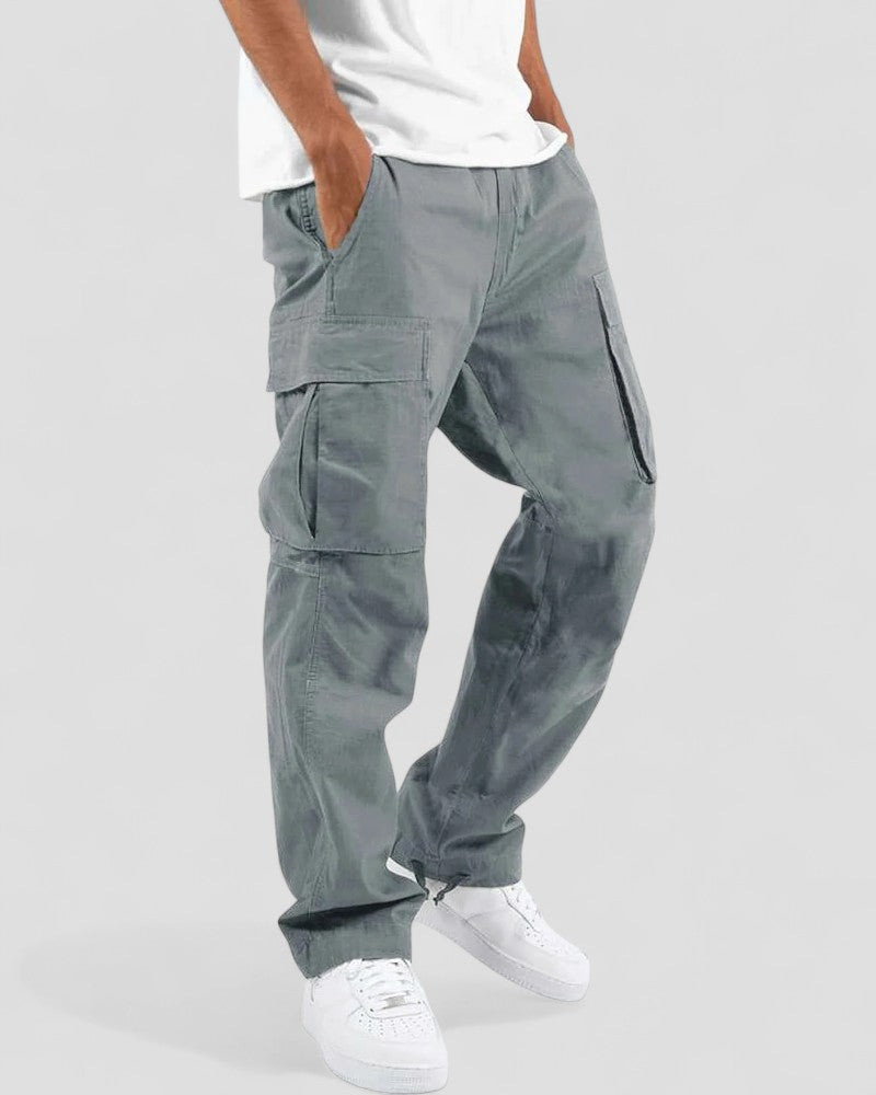 Casual Cotton Cargo Trousers for Men with Multiple Pockets