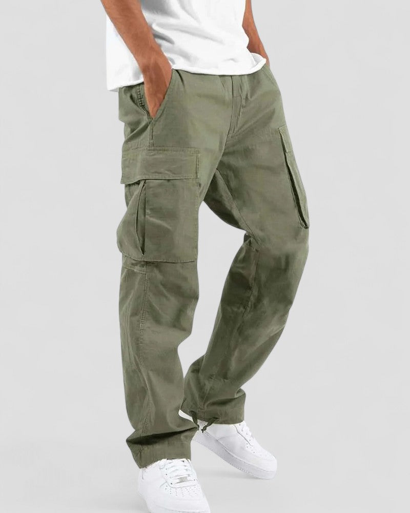Casual Cotton Cargo Trousers for Men with Multiple Pockets
