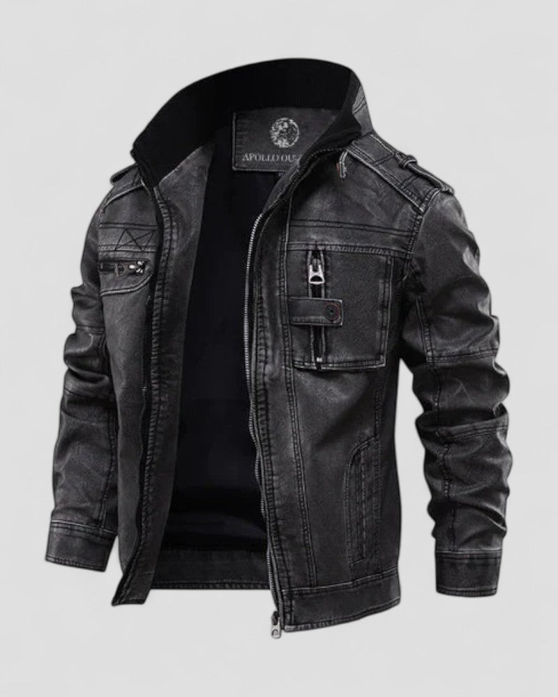 Casual Slim Fit Leather Jacket for Men Stylish Design