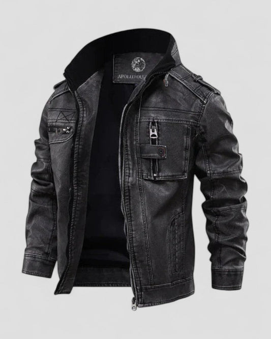 Casual Slim Fit Leather Jacket for Men Stylish Design