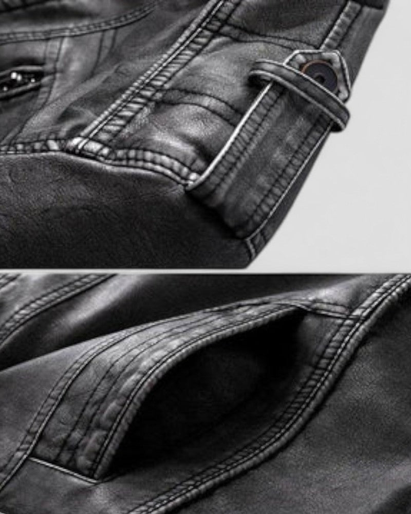 Casual Slim Fit Leather Jacket for Men Stylish Design