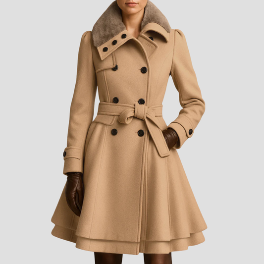 Catherine | Belted Fur-Collar Coat 0