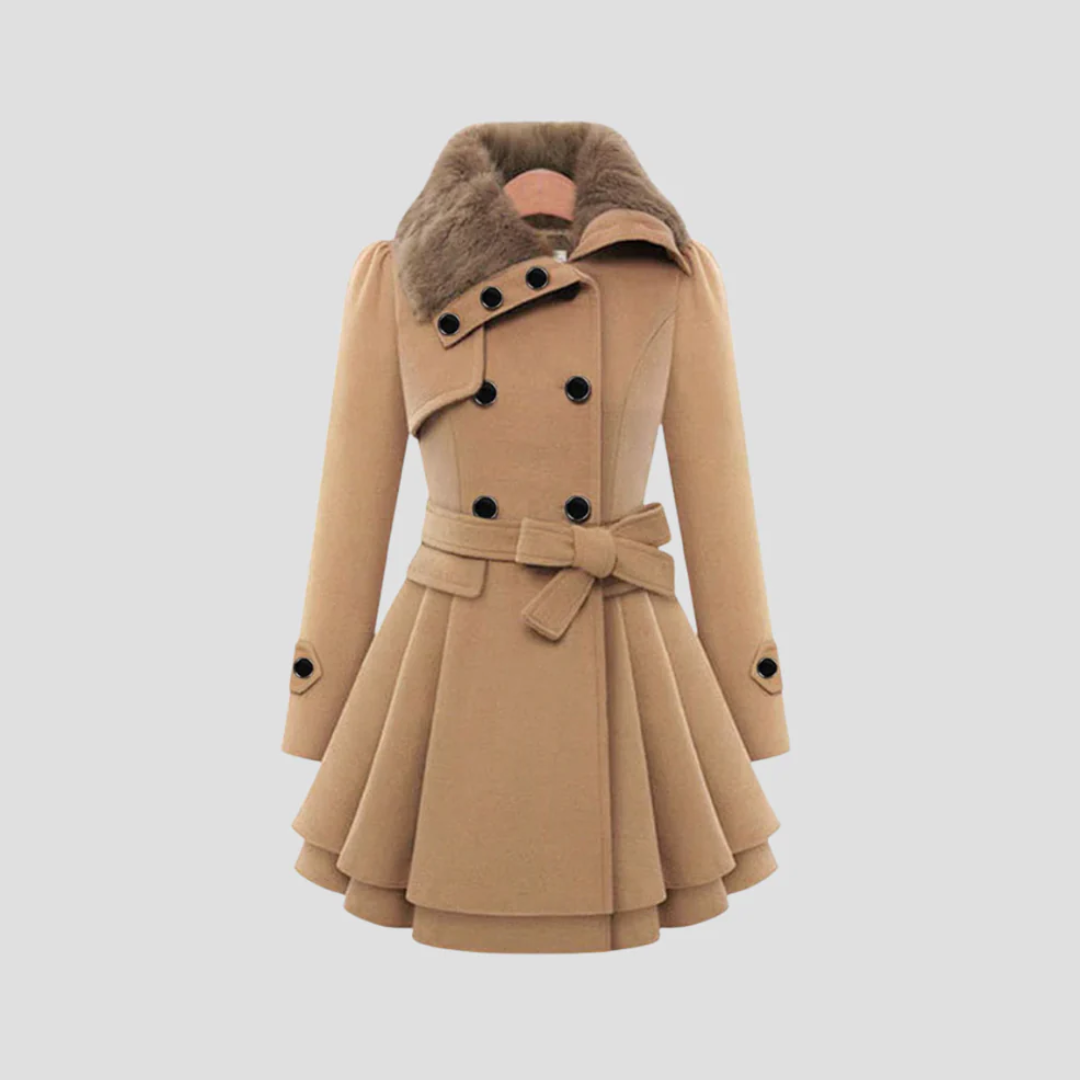 Catherine | Belted Fur-Collar Coat 1