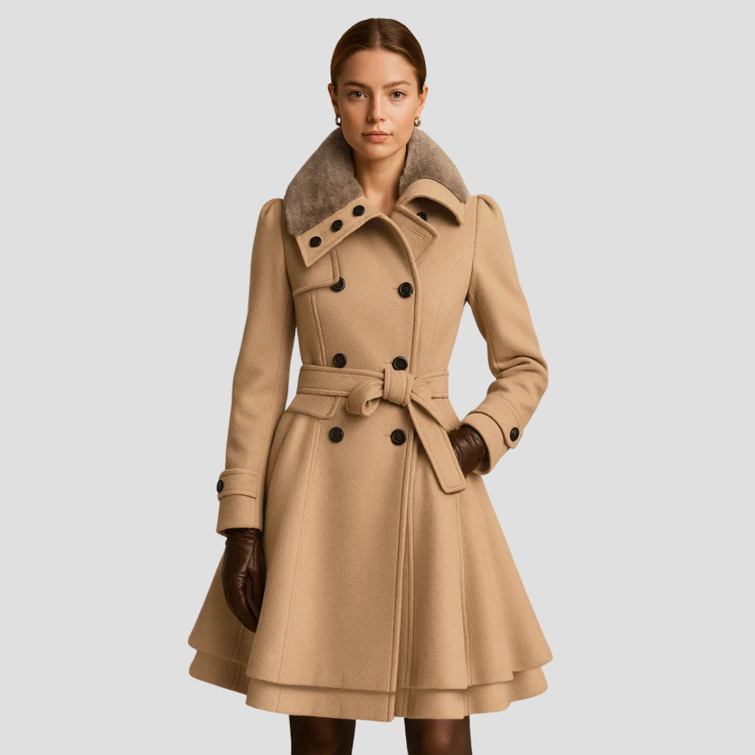 Catherine | Belted Fur-Collar Coat 2