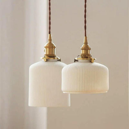 Asian-Inspired Textured Ceramic Pendant Light
