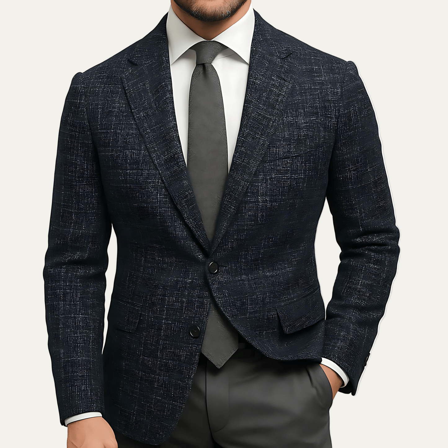 VogeLuxe | Men’s Textured Two Button Tailored Blazer