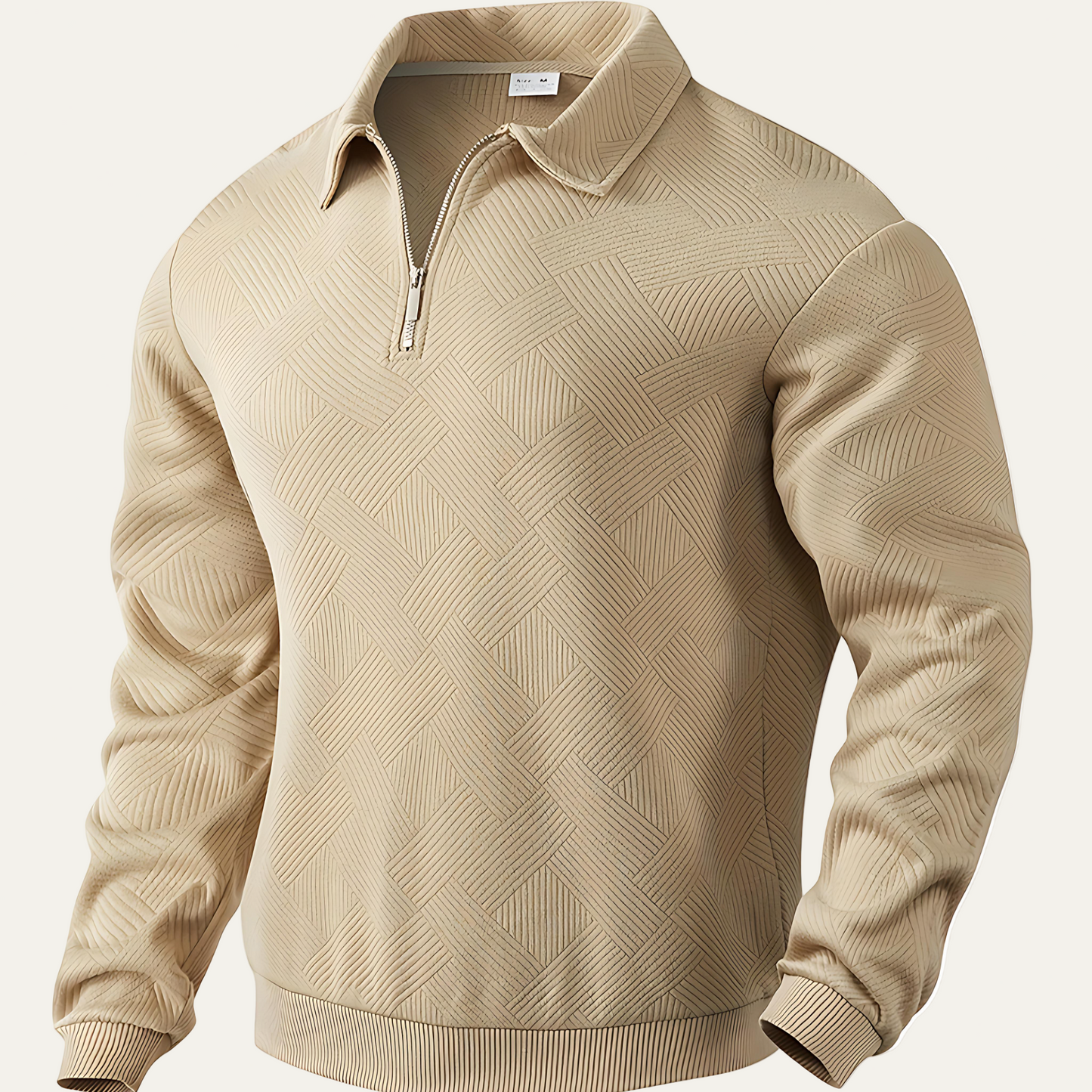 VogeLuxe | Men’s Textured Collared Quarter Zip Polo Sweater