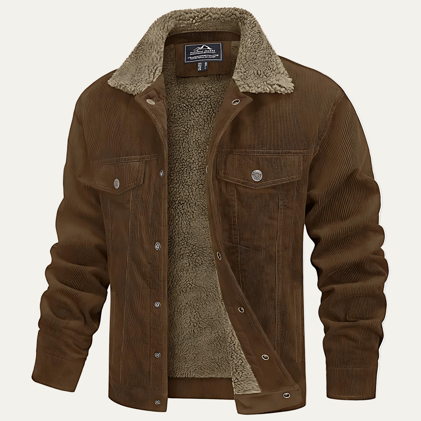 VogeLuxe | Men’s Warm Corduroy Sherpa Lined Trucker Jacket