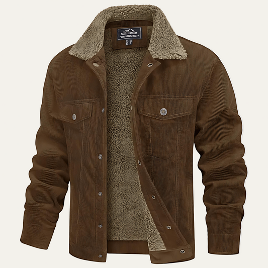 VogeLuxe | Men’s Warm Corduroy Sherpa Lined Trucker Jacket