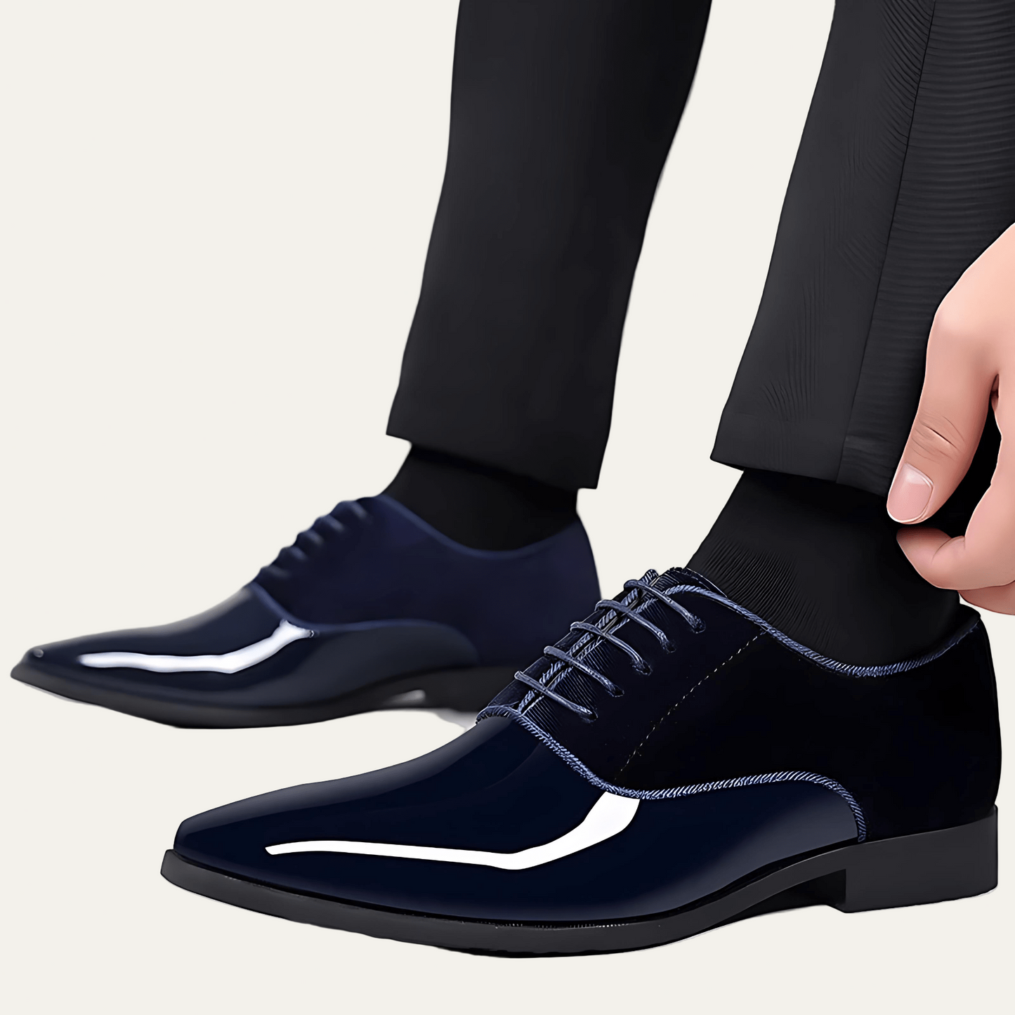 VogeLuxe | Men’s Velvet Patent Lace Up Dress Shoes