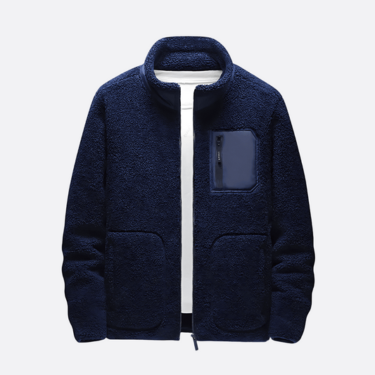 VogeLuxe | Men’s Zip Front Fleece Jacket with Contrast Chest Pocket
