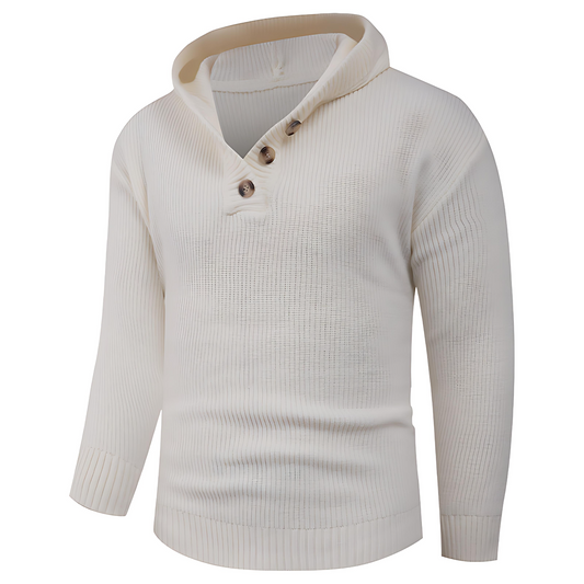 VogeLuxe | Men’s Wide Rib Buttoned Hooded Sweater
