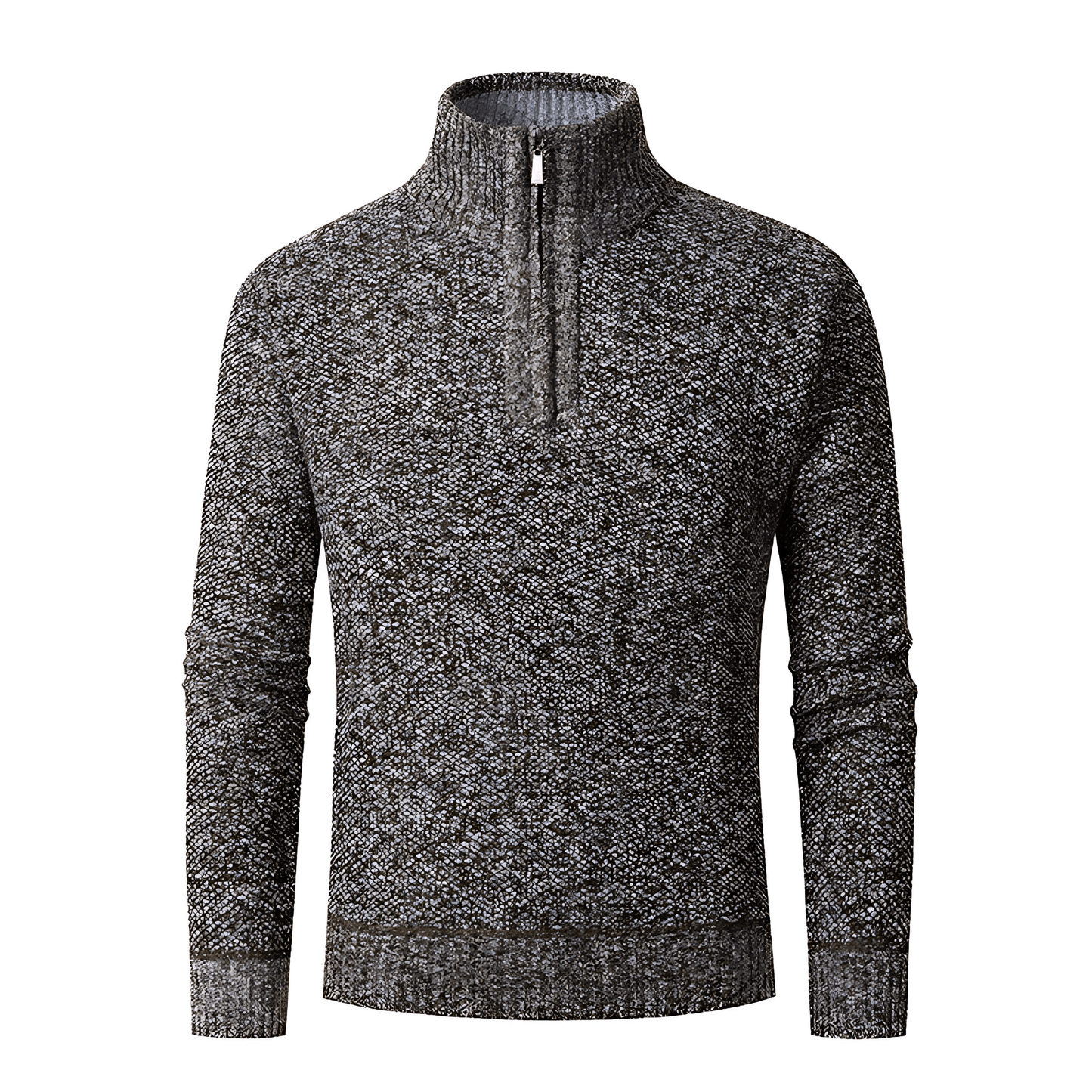VogeLuxe | Men’s Textured Quarter Zip High Collar Sweater