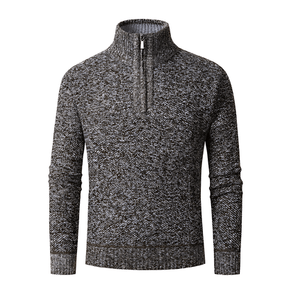 VogeLuxe | Men’s Textured Quarter Zip High Collar Sweater