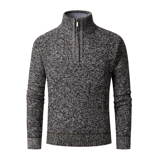 VogeLuxe | Men’s Textured Quarter Zip High Collar Sweater