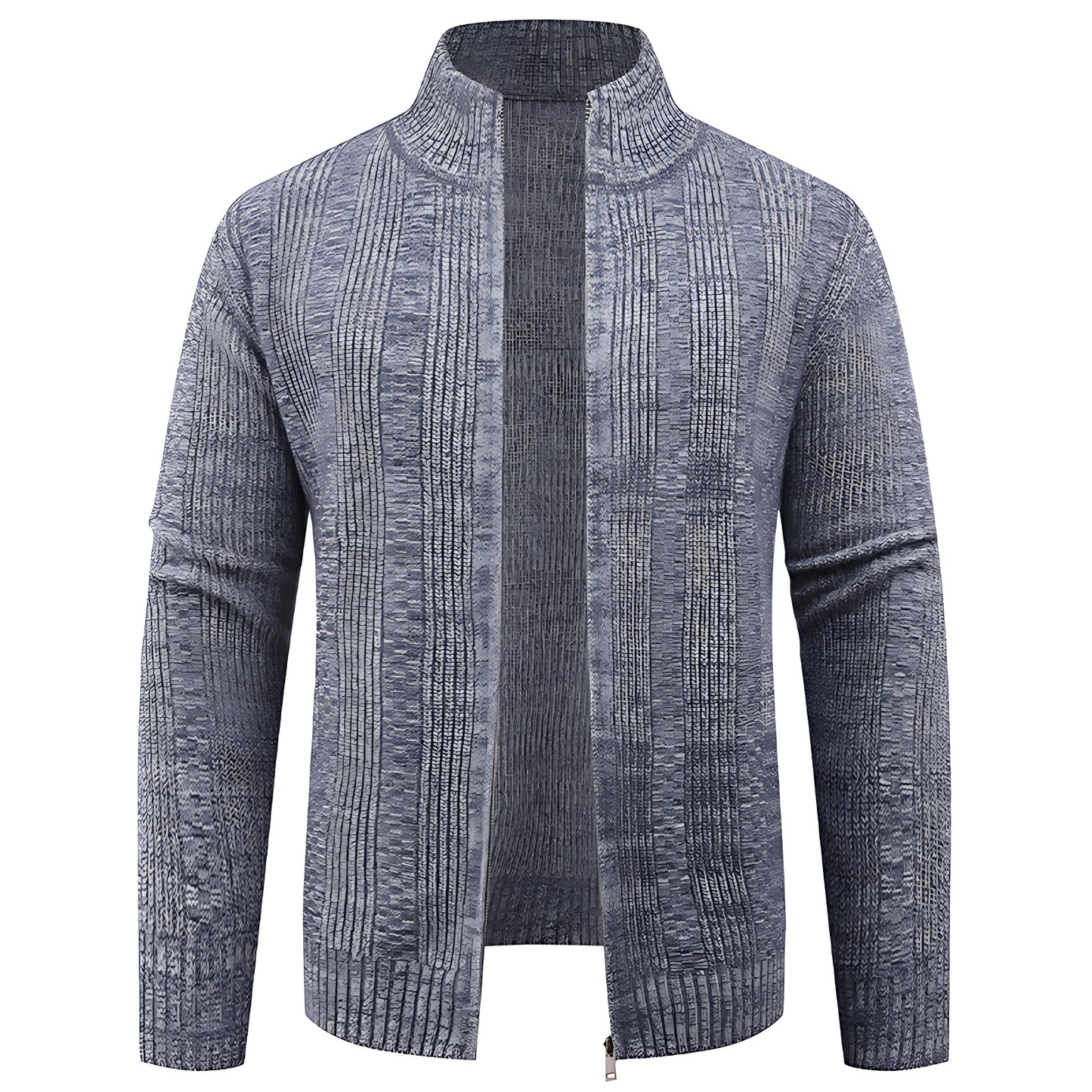 VogeLuxe | Men’s Vertical Texture Full Zip Knit Jacket