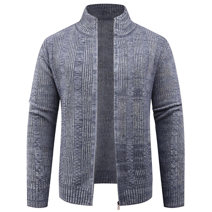 VogeLuxe | Men’s Vertical Texture Full Zip Knit Jacket