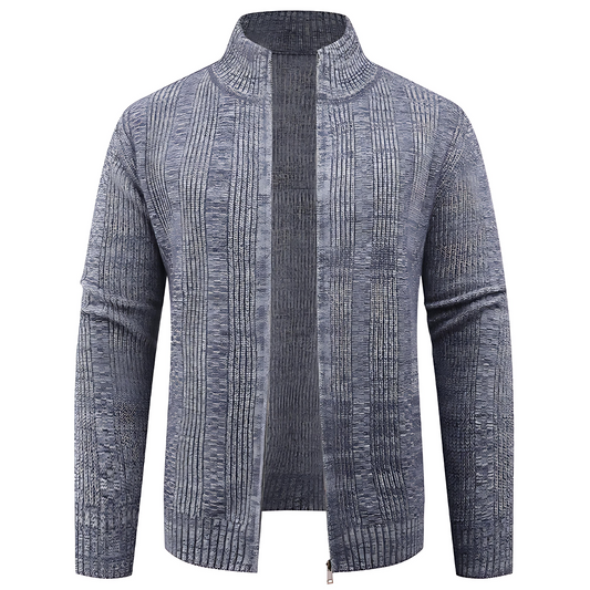 VogeLuxe | Men’s Vertical Texture Full Zip Knit Jacket