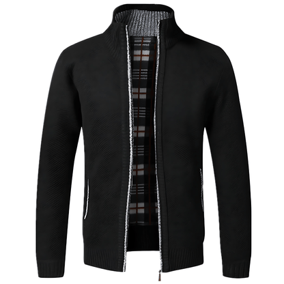 VogeLuxe | Men’s Textured Full Zip High Neck Knit Jacket