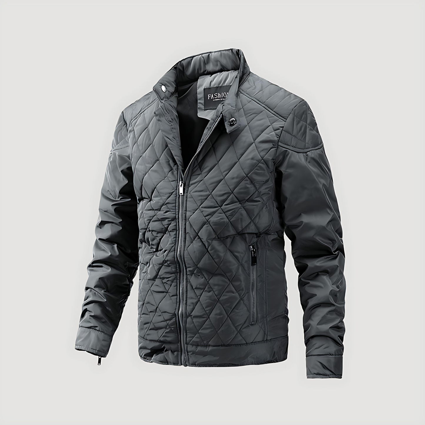 VogeLuxe | Men’s Winter Diamond Quilted Stand Collar Jacket