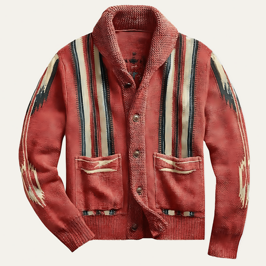 VogeLuxe | Men’s Striped Shawl Collar Button Front Cardigan
