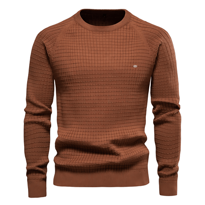 VogeLuxe | Men’s Textured Waffle Knit Crewneck Sweater