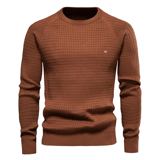 VogeLuxe | Men’s Textured Waffle Knit Crewneck Sweater