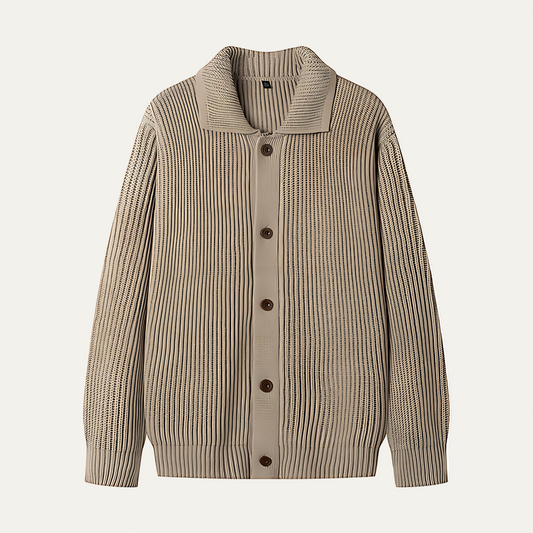 VogeLuxe | Men’s Textured Stripe Knit Button Cardigan