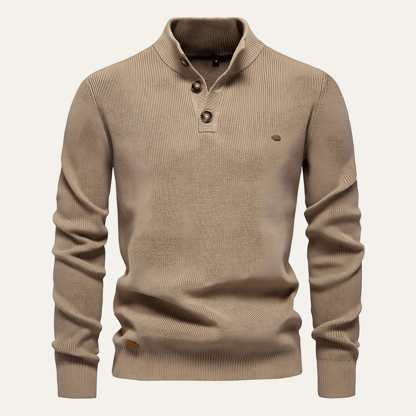 VogeLuxe | Men’s Textured Henley Knit Sweater