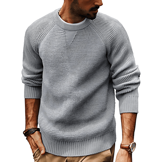 VogeLuxe | Men’s Waffle Knit Raglan Pullover Sweater