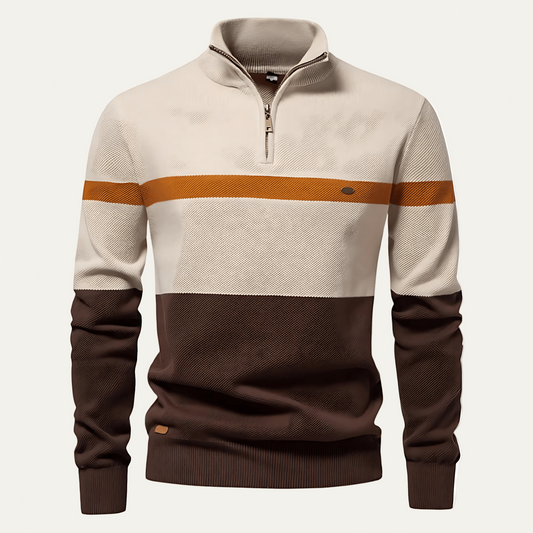 VogeLuxe | Men’s Stylish Quarter Zip Knit Sweater