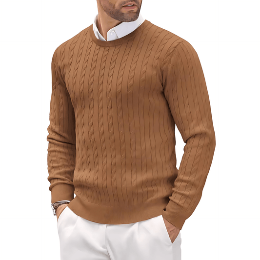 VogeLuxe | Men’s Stylish Cable Knit Crewneck Sweater