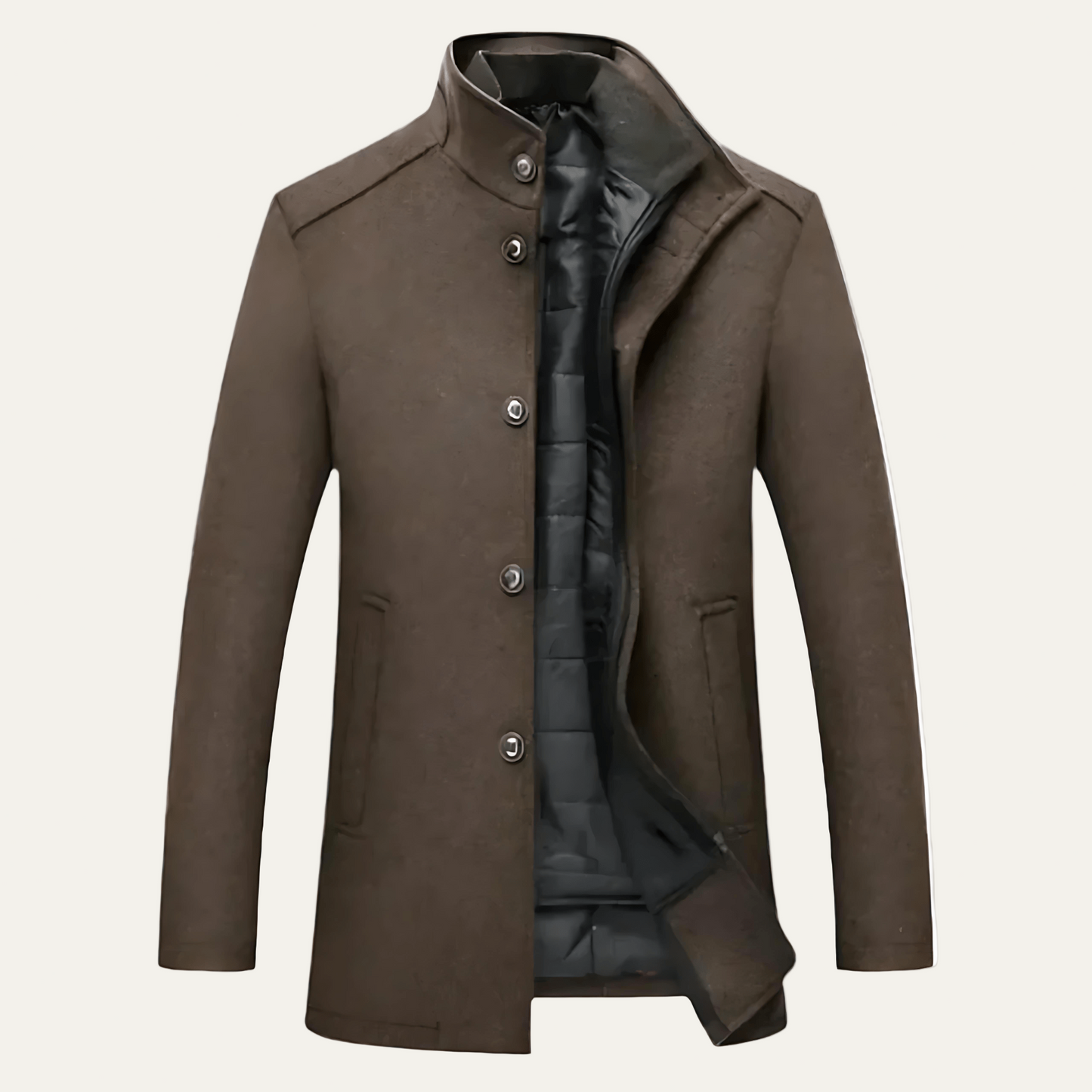 VogeLuxe | Men’s Tailored Wool Overcoat with Quilted Insert