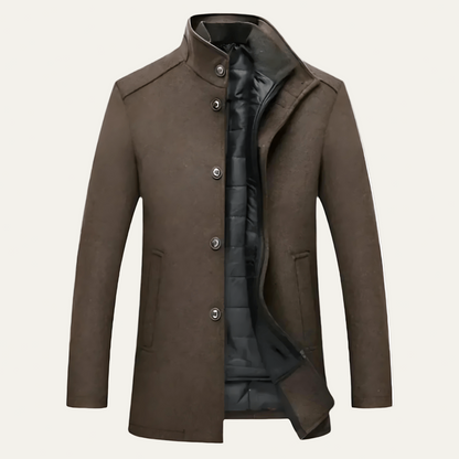 VogeLuxe | Men’s Tailored Wool Overcoat with Quilted Insert