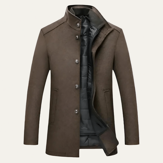 VogeLuxe | Men’s Tailored Wool Overcoat with Quilted Insert