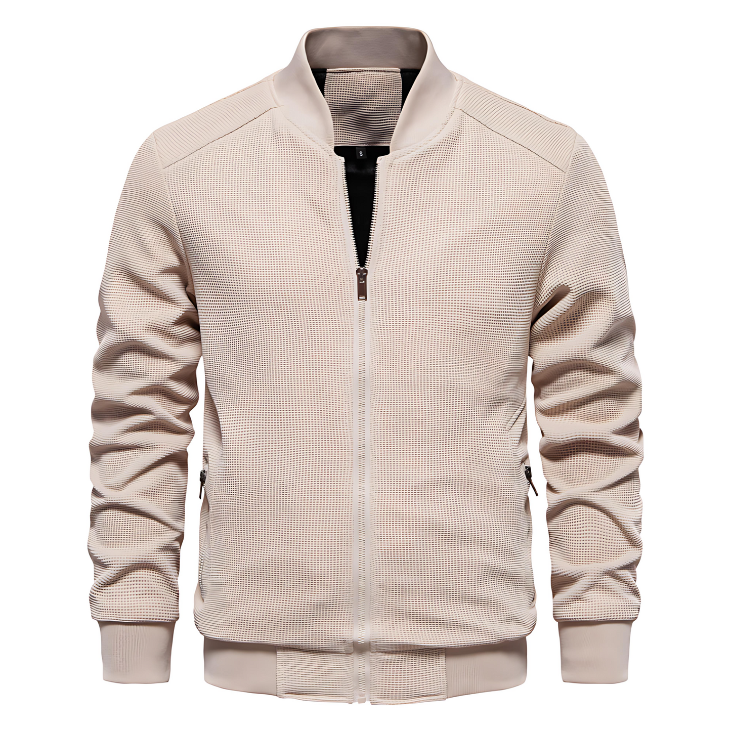 VogeLuxe | Men’s Stylish Textured Knit Bomber Jacket
