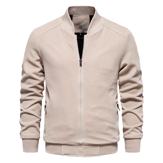 VogeLuxe | Men’s Stylish Textured Knit Bomber Jacket