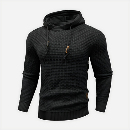 VogeLuxe | Men’s Textured Knit Hoodie With Cowl Hood