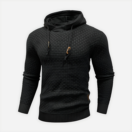VogeLuxe | Men’s Textured Knit Hoodie With Cowl Hood