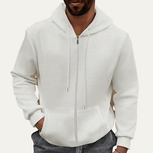 VogeLuxe | Men’s Textured Full Zip Hoodie with Kangaroo Pockets