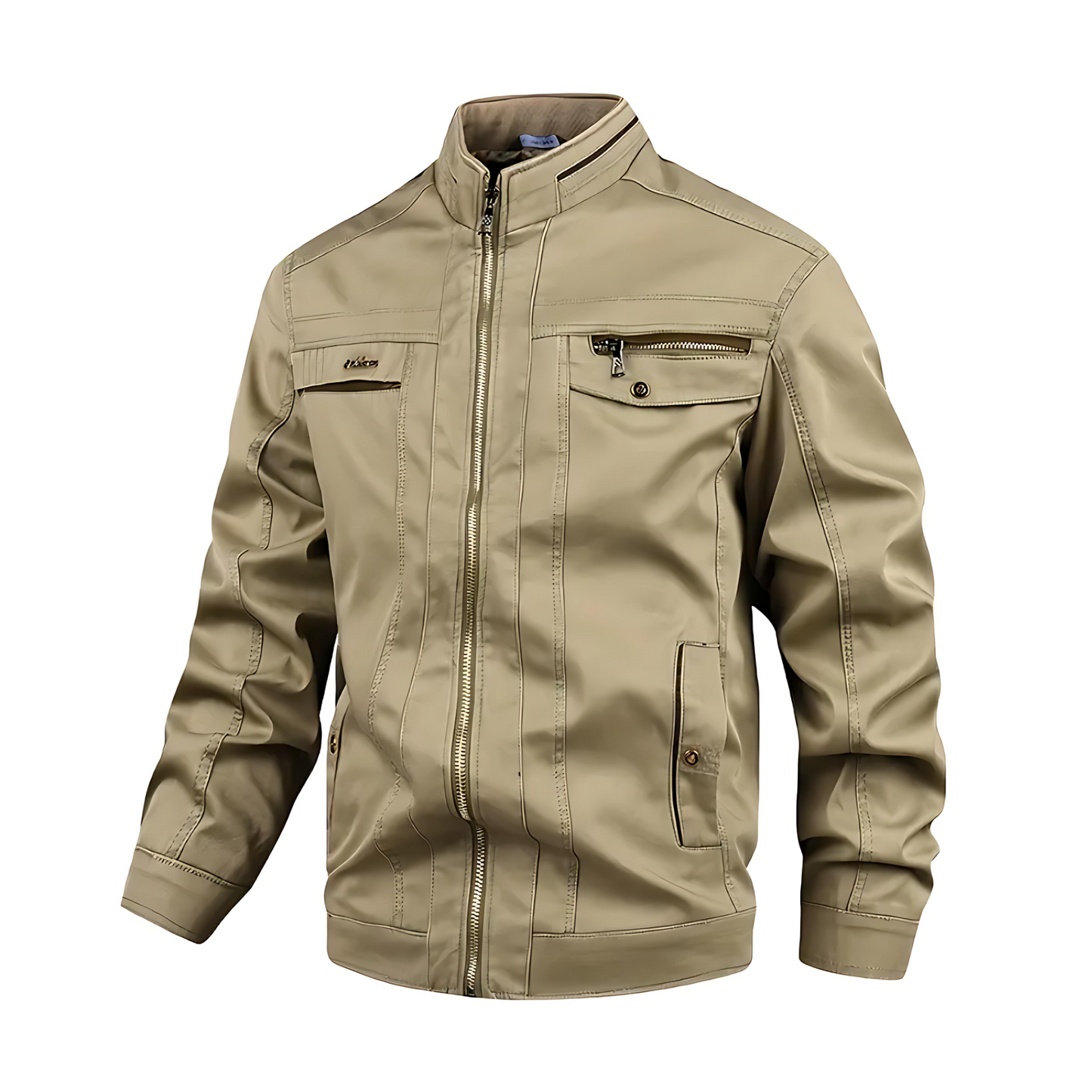 VogeLuxe | Men’s Utility Zip Front Multi Pocket Jacket